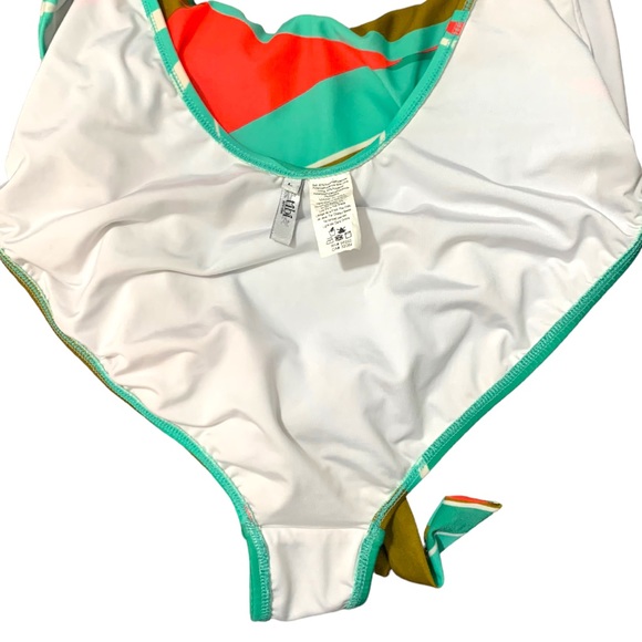 TIBI Deep V low cut halter 1 pc swimsuit in retro print sz LG NEW - Picture 11 of 12